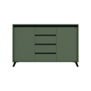  Комод на ніжках 155x94x45 см - ЛДСП - 2 двері, 4 шухляди,  Зелений димчастий/чорний Лаундж Комод KOM2D4S  ВМК (БРВ) Україна