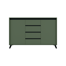  Комод на ніжках 155x94x45 см - ЛДСП - 2 двері, 4 шухляди,  Зелений димчастий/чорний Лаундж Комод KOM2D4S  ВМК (БРВ) Україна